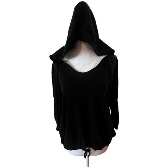 NWOT Chaser 3 quarter sleeve hoodie cropped size medium with draw‎ string - Picture 1 of 8